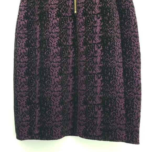 Calvin Klein Flocked Velvet Sheath Dress 8 Sleeveless Abstract  Purple Black - Picture 10 of 11